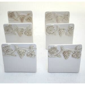 PLACETILE-Ceramic-Grape Vines-Cream-Erasable-Table Setting-Name Plates-Set of 6
